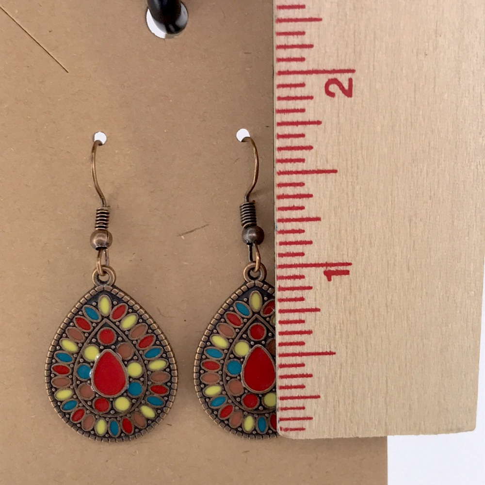 Bohemian Multicolor Teardrop Earrings Fashion Jewelry - Picture 2 of 2